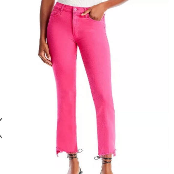 MOTHER Denim - Mother The Insider Crop Step Fray Jeans Raspberry Sorbet 25 NWT Spring Bold Chic